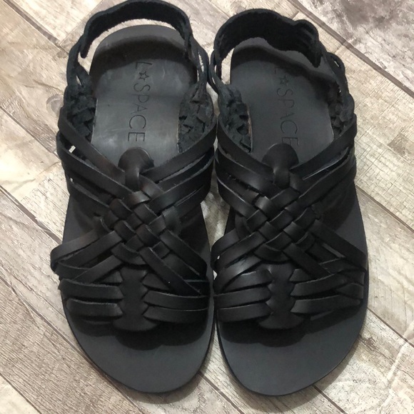 L Space Black Huarache Sandals - Picture 1 of 11